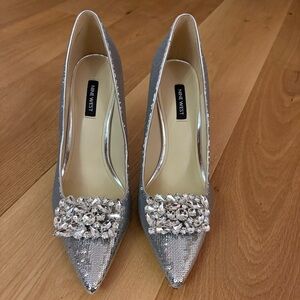 Nine West Silver Sequin High Heels